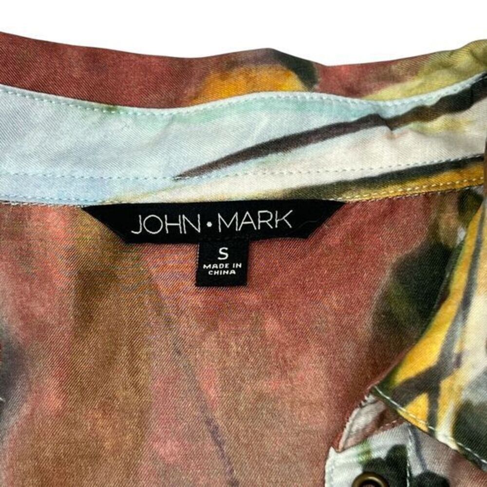 JOHN MARK Watercolor‎ Floral V-neck Long Sleeve Tunic Shirt Size Small - Picture 10 of 12